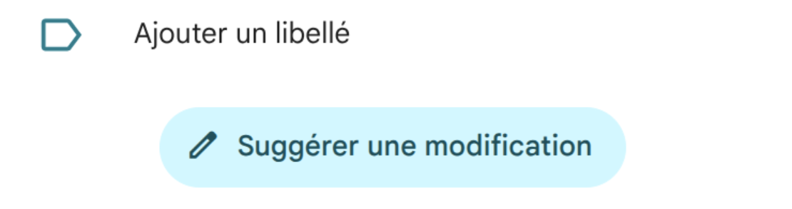 Bouton Suggérer une modification sur une fiche Google Maps publique