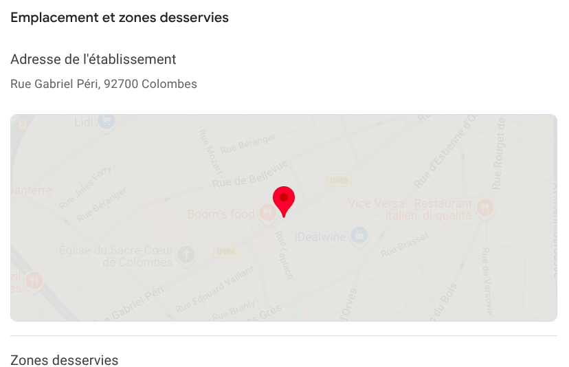 Réglage de l’adresse et de la zone desservie