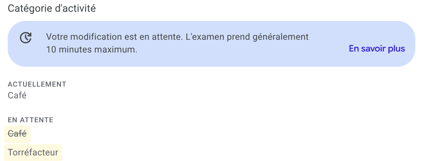 Statut d’une modification en attente d’examen